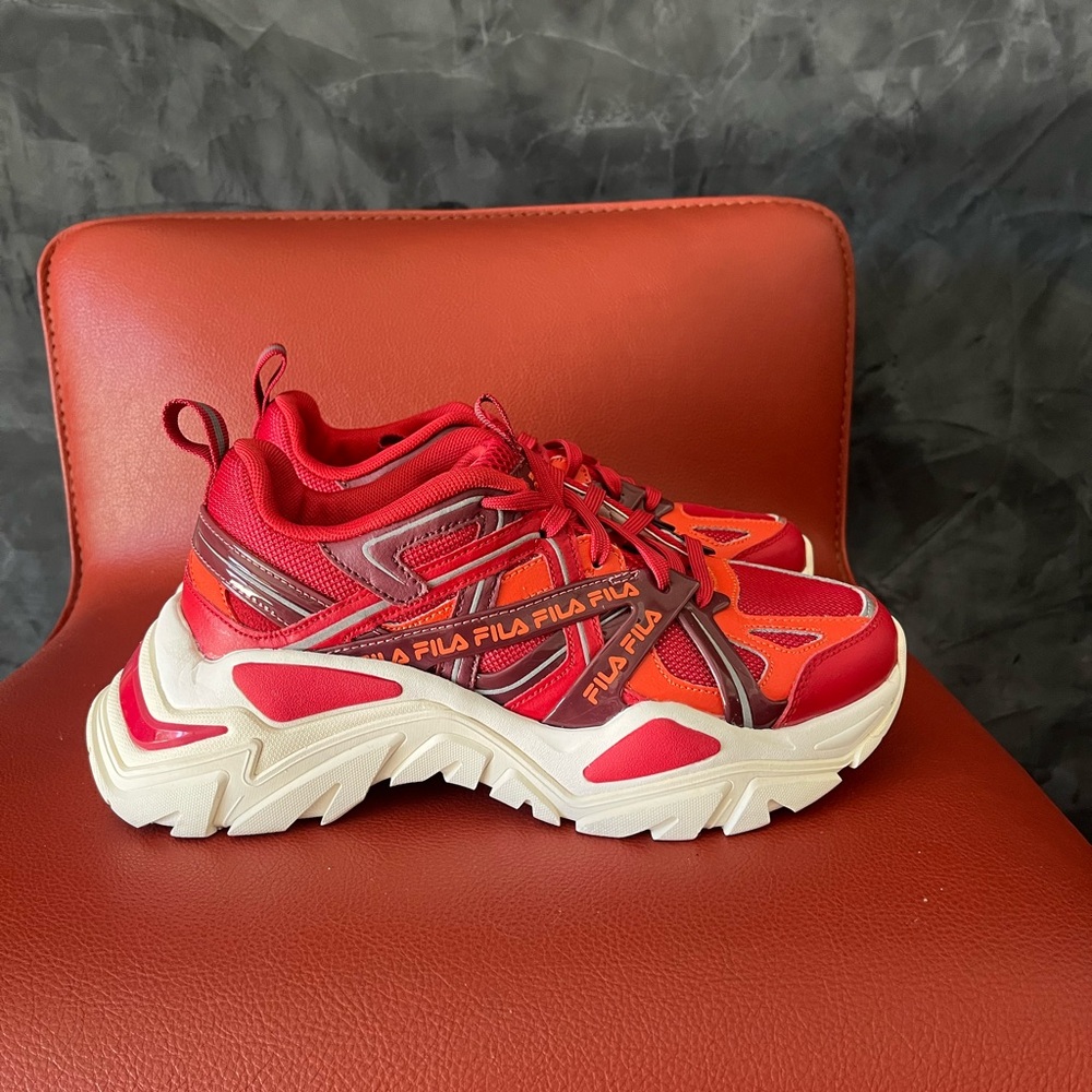 Fila Red and White Sneakers with Modern Athletic Design